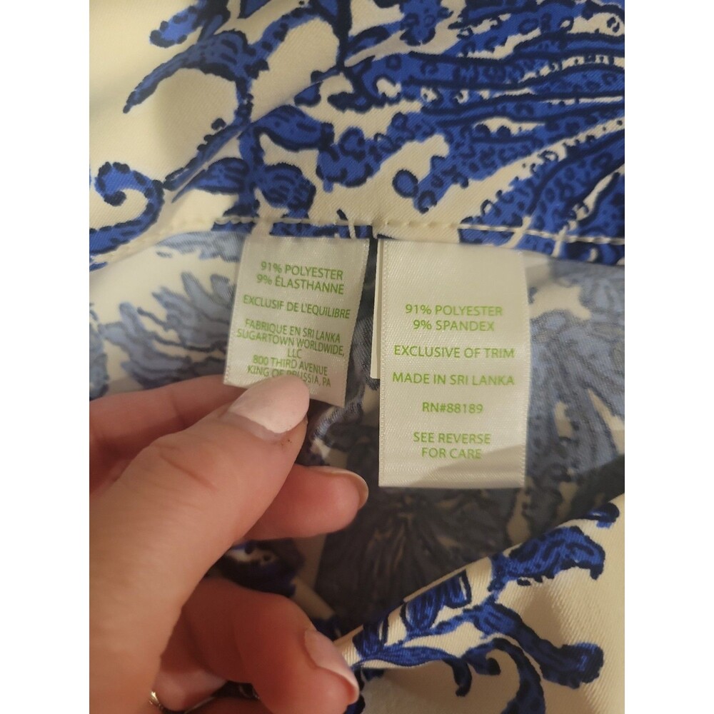 Lilly Pulitzer Luxletic Corso Pants Size 8 Stretch Blue "Ride With Me" Print - Picture 8 of 9
